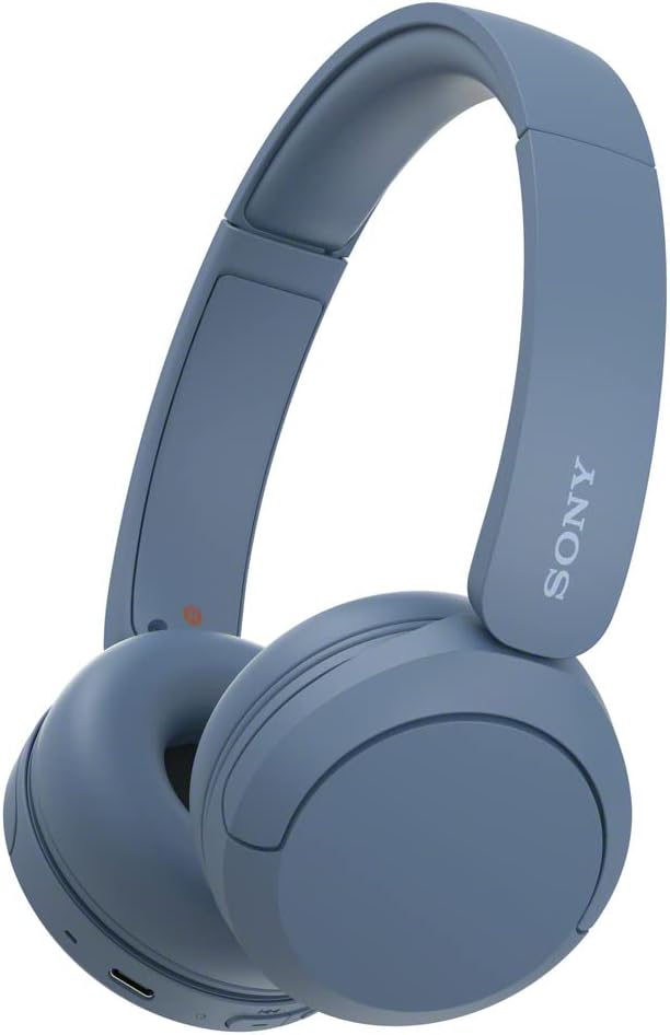 Sony WH-CH520 Wireless On-Ear Bluetooth Headphones with Microphone, Blue | Comfortable Lightweight Design, Up to 50 Hrs Battery with Quick Charging, Multipoint Connection, Clear Calls, Swivel design